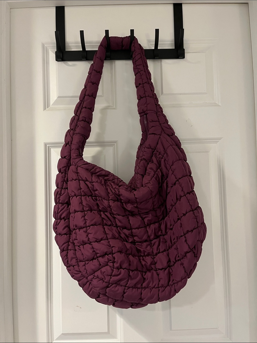 COS Oversized Quilted Shoulder Bag in Plum